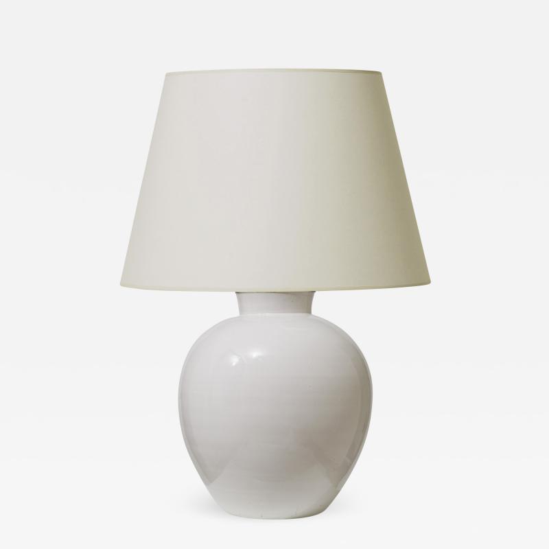  K hler Keramik Large Hand Turned Table Lamp in Crisp Off White Glaze by Kahler