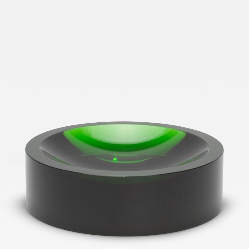  KA Glass Green Crystal Convex Bowl by KA Glass