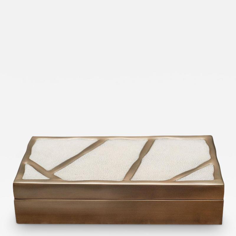  KIFU PARIS Contemporary Kifu Paris Brass Box with Creme Shagreen Inlay