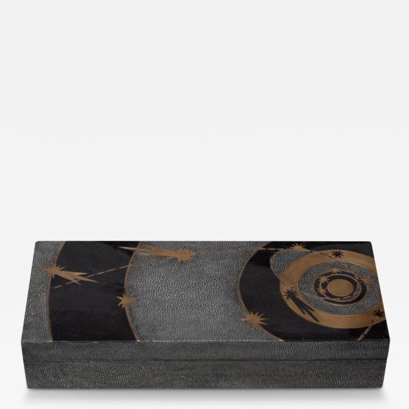  KIFU PARIS Contemporary Kifu Paris Constellation Charcoal Shagreen Penshell and Brass Box