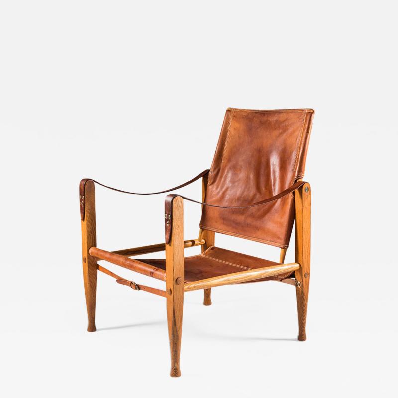  Kaare Klint Edvard Kindt Larsen Scandinavian Mid Century Safari Chair by Kaare Klindt in Cognac Leather