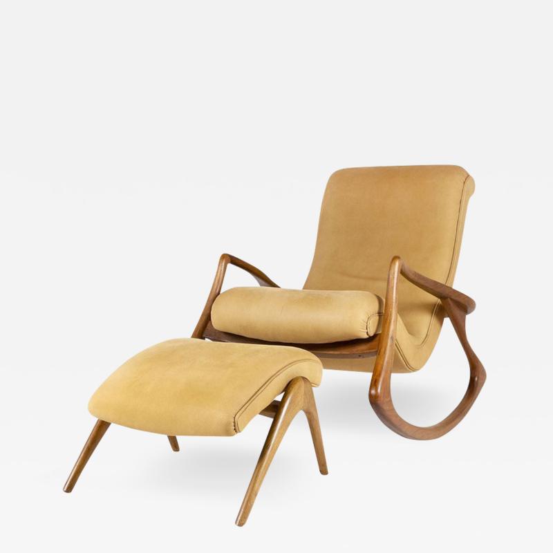  Kagan Dreyfuss Inc Vladimir Kagan Rocking Chair in Walnut and Leather Kagan Dreyfuss 1953