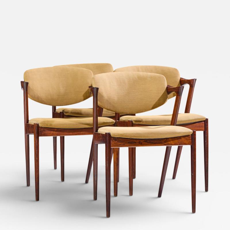  Kai Kristiasen Kai Kristiansen Model 42 Mid Century Danish Rosewood Z Chairs Set of 4