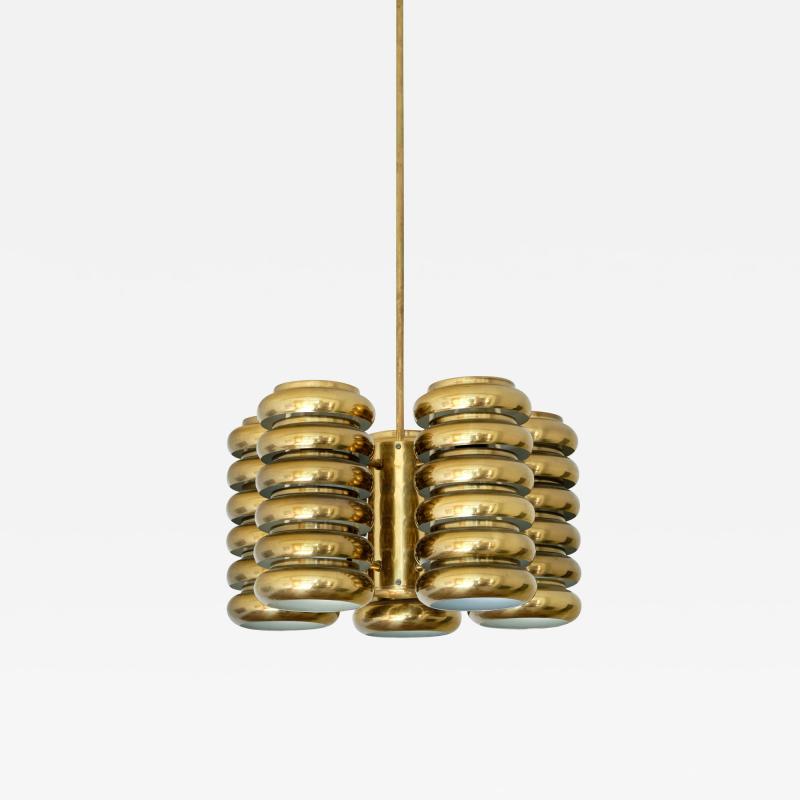  Kai Ruokonen Kai Ruokonen Five Arm Pendant Light in Brass Lynx Finland Early 1970s