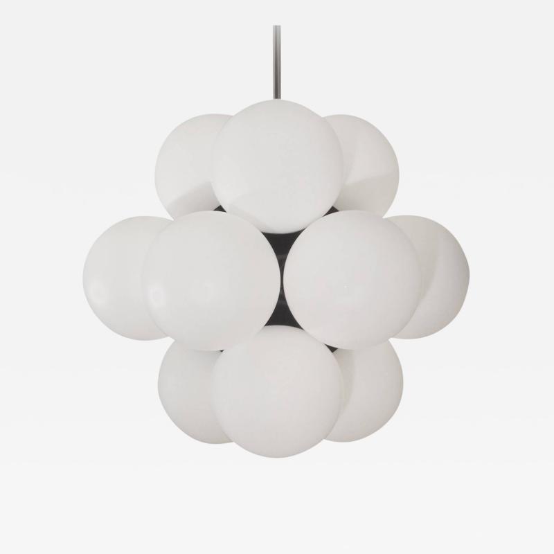  Kaiser Leuchten Black Kaiser Molecular Chandelier with Satin Opal Glass Pair Available 