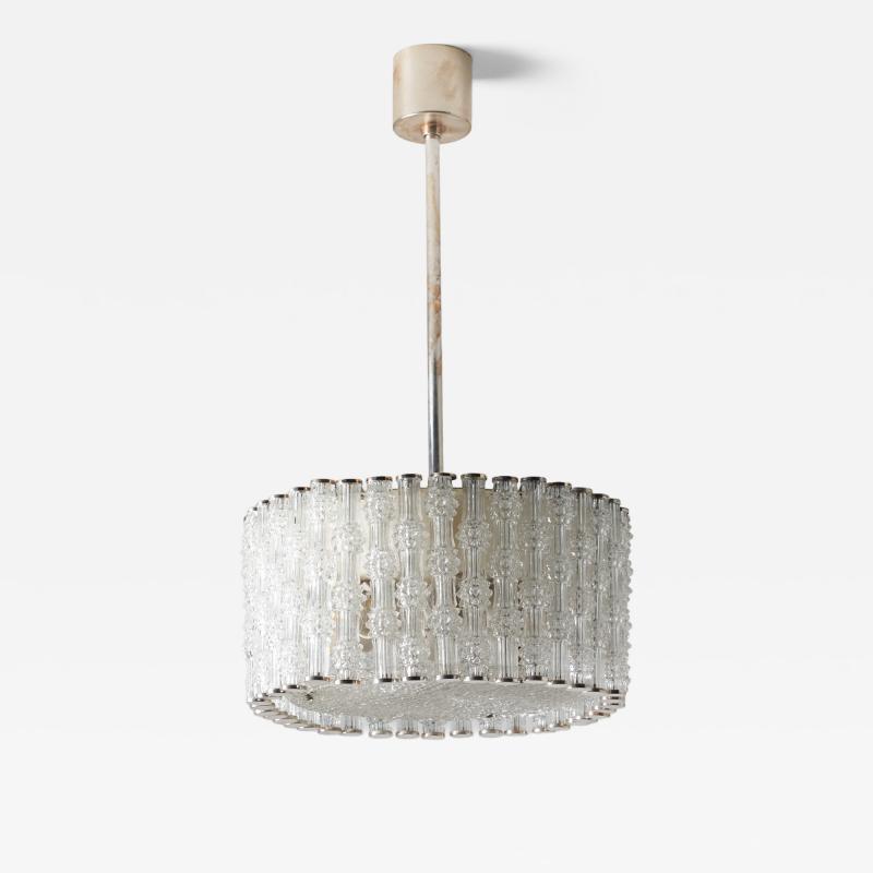  Kaiser Leuchten Nickel and Textured Glass Stem Pendant