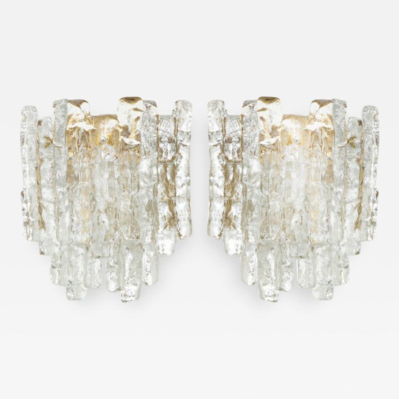  Kalmar Franken KG Pair ofIce Glass Sconces by Kalmar 