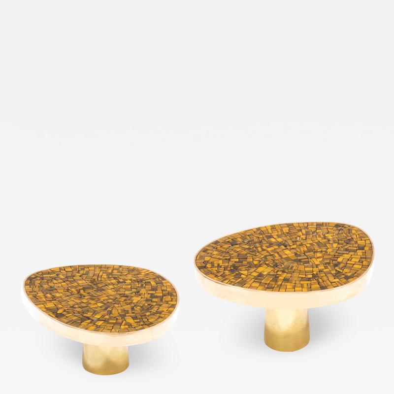  Kam Tin Pair of Tiger eye side tables