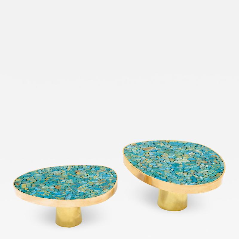  Kam Tin Pair of Turquoise side tables