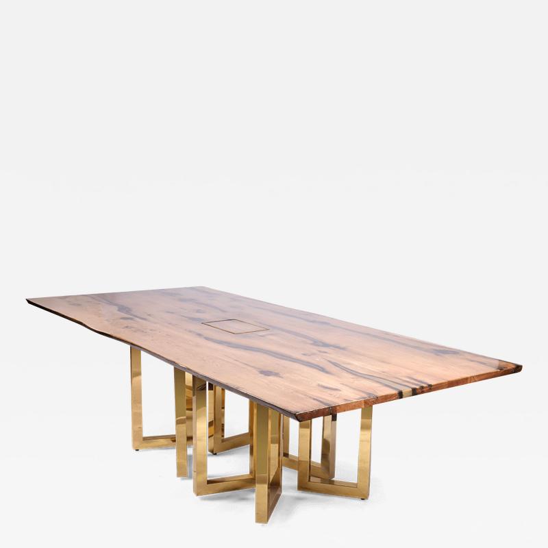  Kanttari Contemporary Bespoke Oak Wood Brass Copper Office or Dining Table