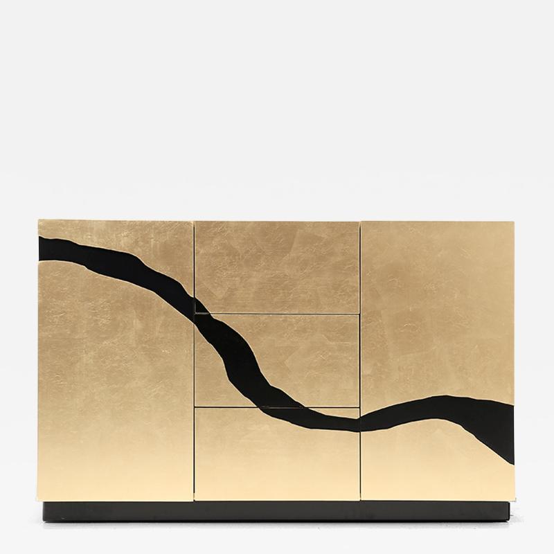  Kanttari Contemporary Gold Black Sideboard Console