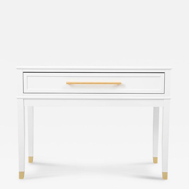  Kanttari Elegant Modern Classic White Wooden Dresser Console With Brass Accents