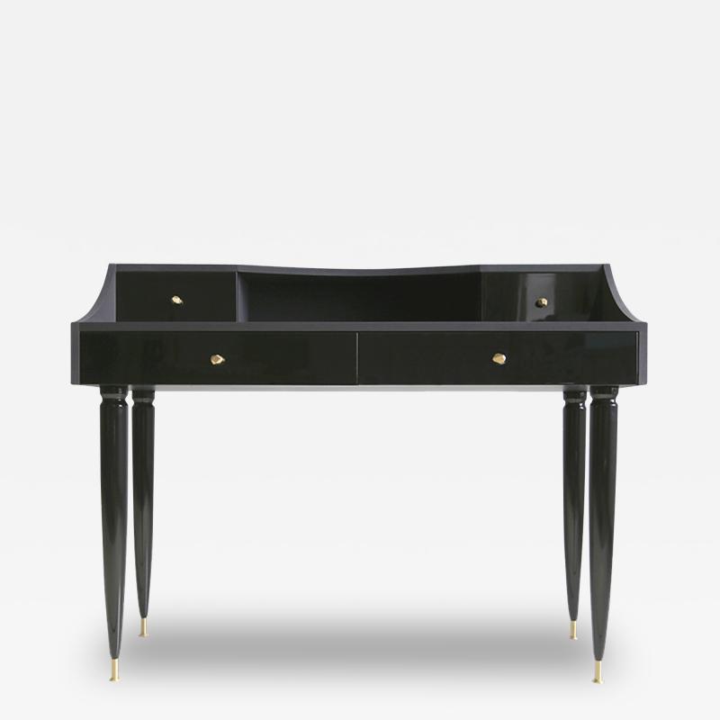  Kanttari Modern Black Writing Table Desk or Vanity Console in high gloss