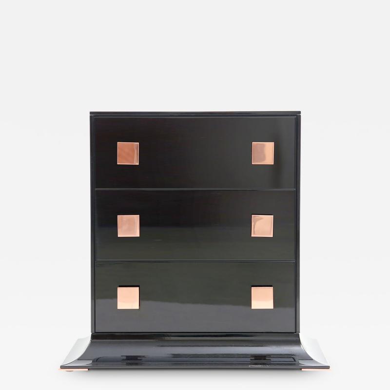  Kanttari Modern Contemporary Black and Copper Sideboard in High Gloss Finish