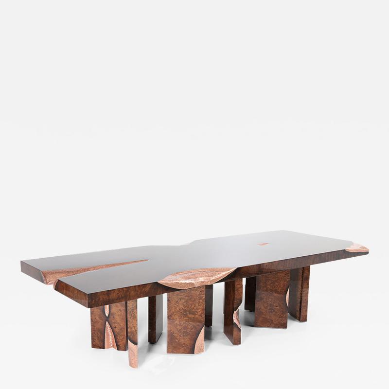  Kanttari Modern Eclectic Dining or Office Conference Table with Poplar Roots Copper