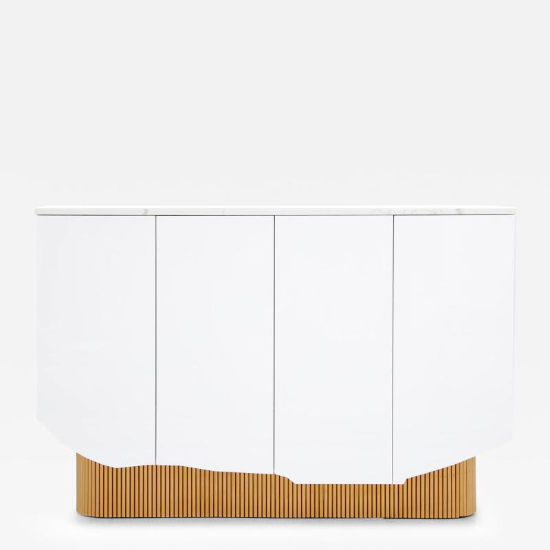  Kanttari Modern White Sideboard in high gloss with Marble Top and Brass Legs