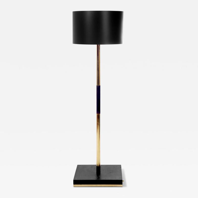  Kanttari Modern black brass floor lamp with solid oak base