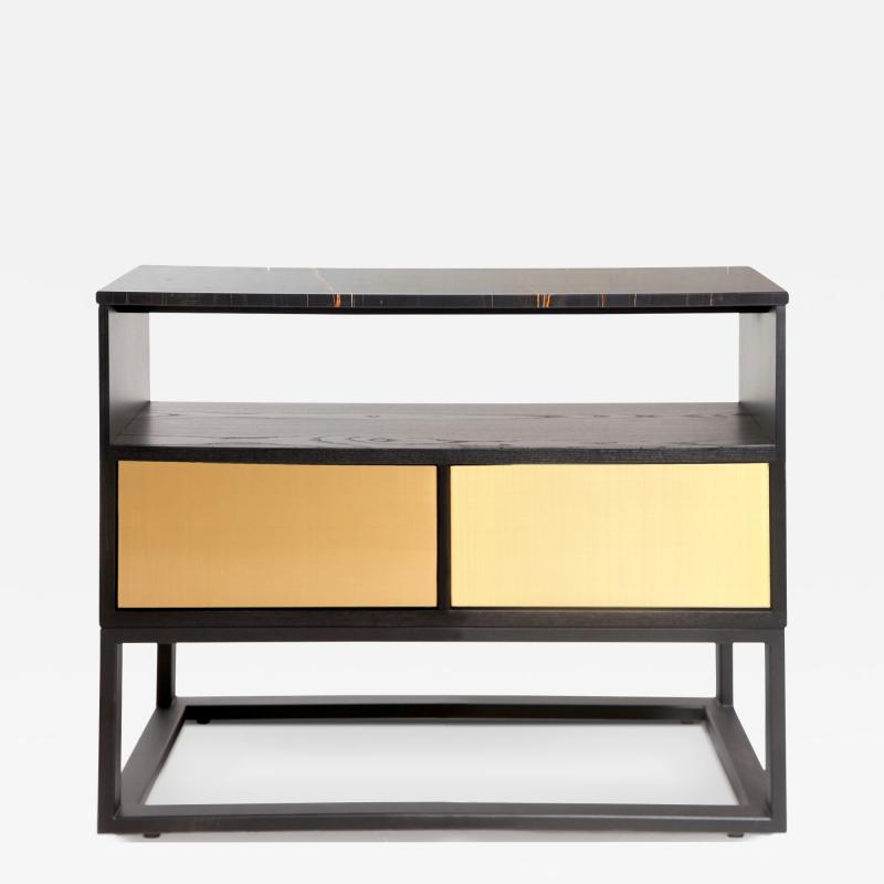  Kanttari Modern black brass marble side table nightstand