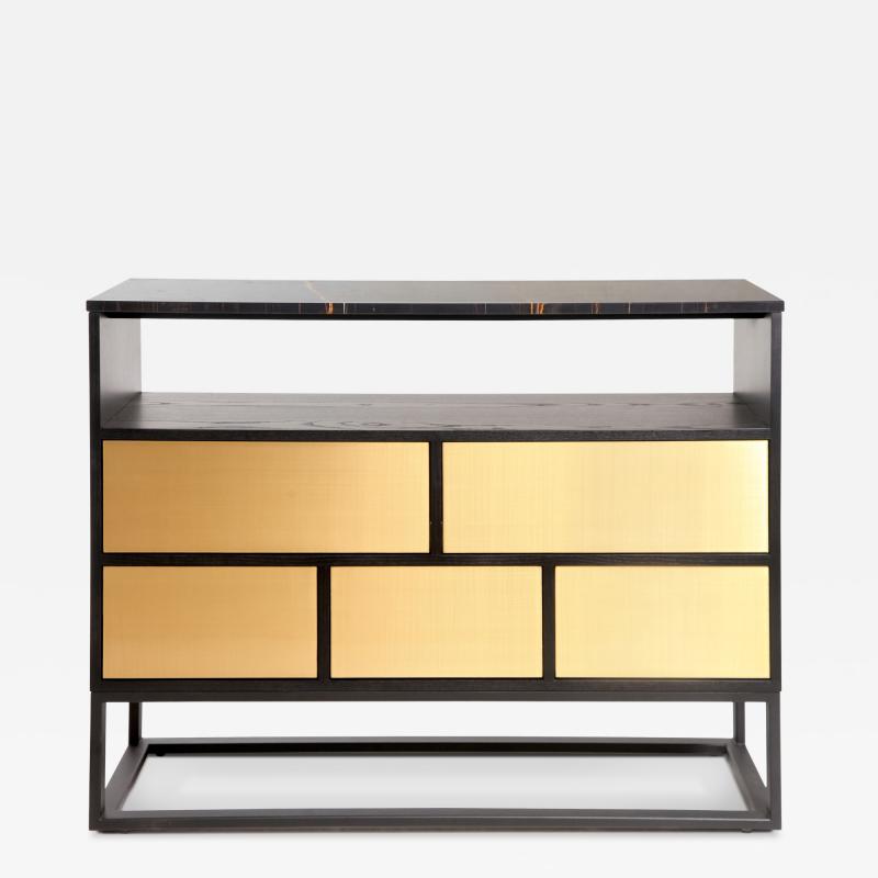  Kanttari Modern black brass marble sideboard display cabinet