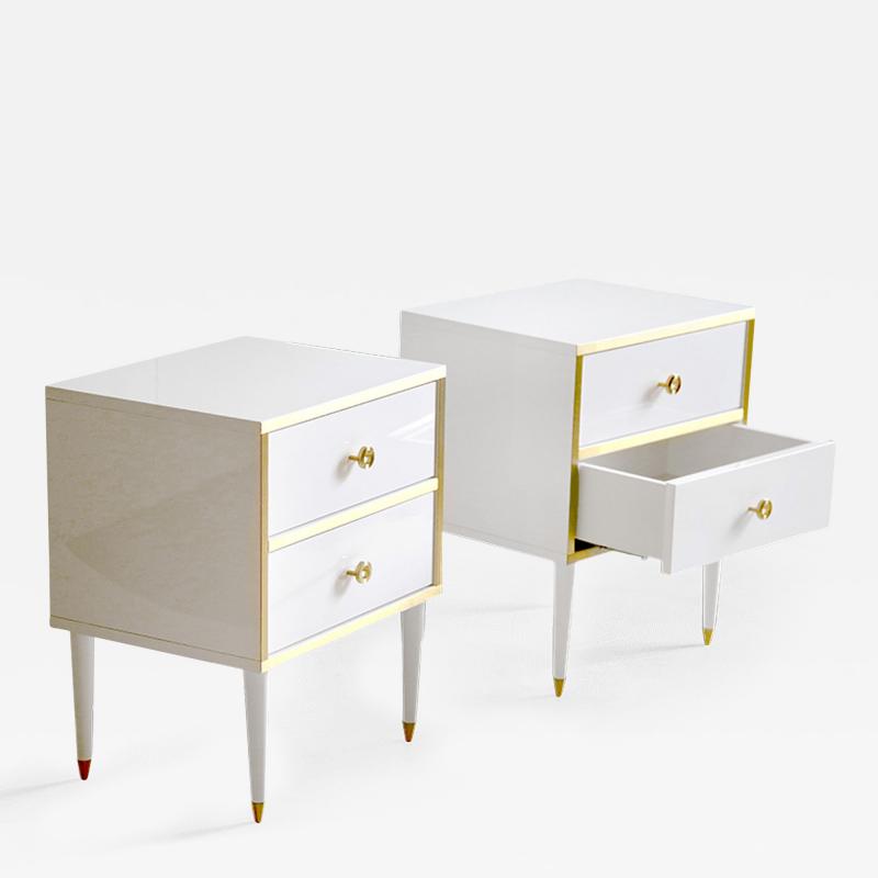  Kanttari Set of 2 Modern Cube White Gold Side Coffee Table or Nightstand