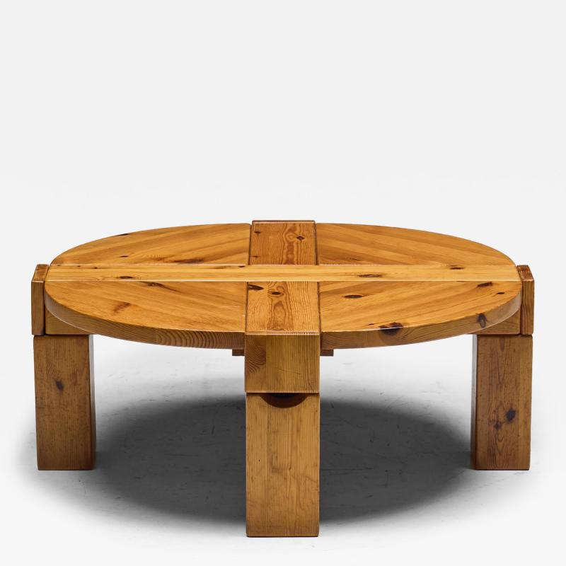  Karl Andersson Son Brutalist Pine Wood Coffee Table Sweden 1970s