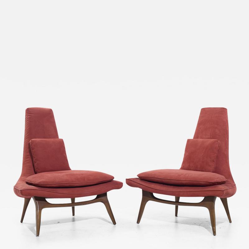  Karpen of California Karpen of California Mid Century Slipper Chair Pair