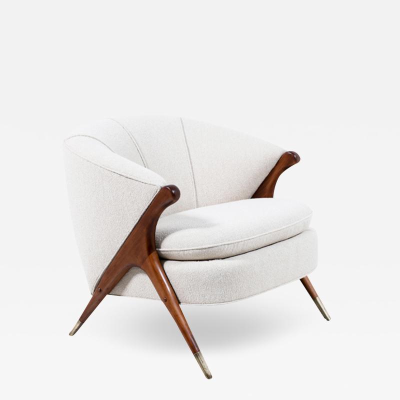  Karpen of California Mid Century Modern Boucle Lounge Chair by Karpen Of California