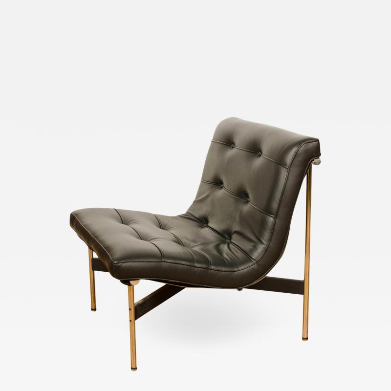  Katavolos Littel Kelly A Mid Century designed black leather lounge chair with chrome base 1952