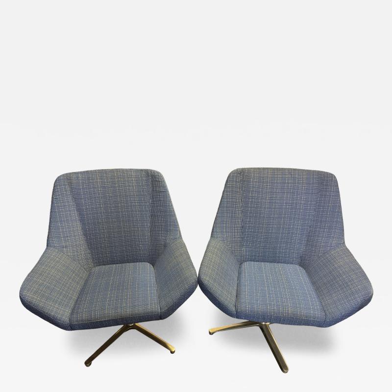  Keilhauer Pair of Dark Blue Keilhauer Swivel Lounge Chairs