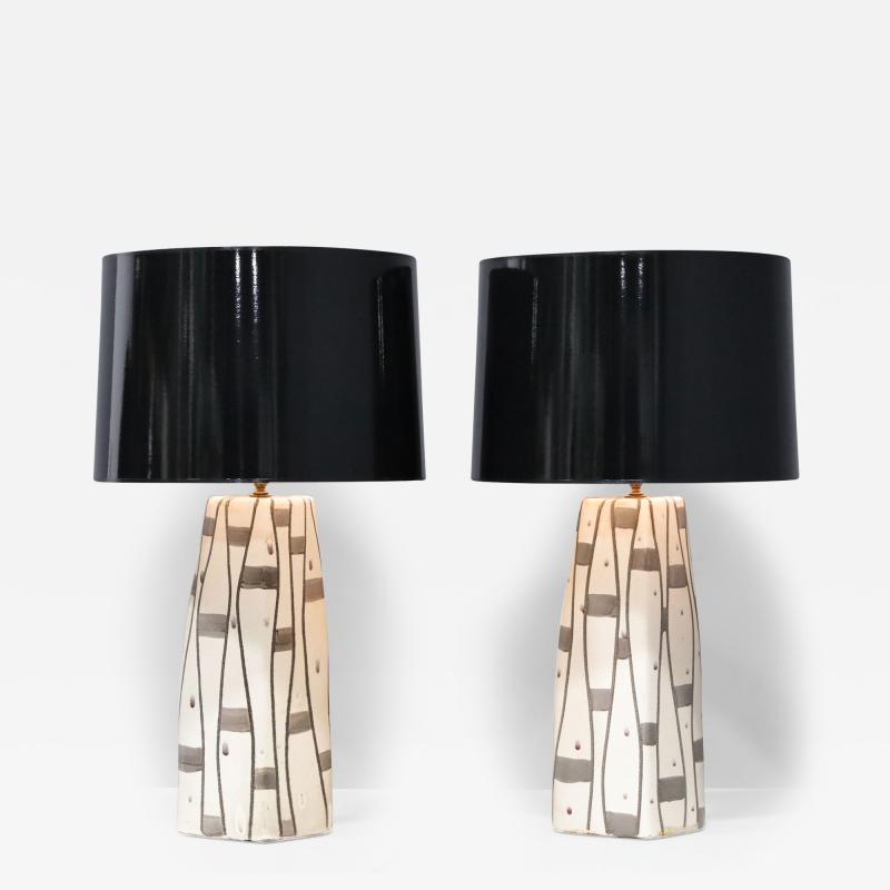  Kelby Kelby Ceramic Table Lamps in Black and White Geometric Pattern