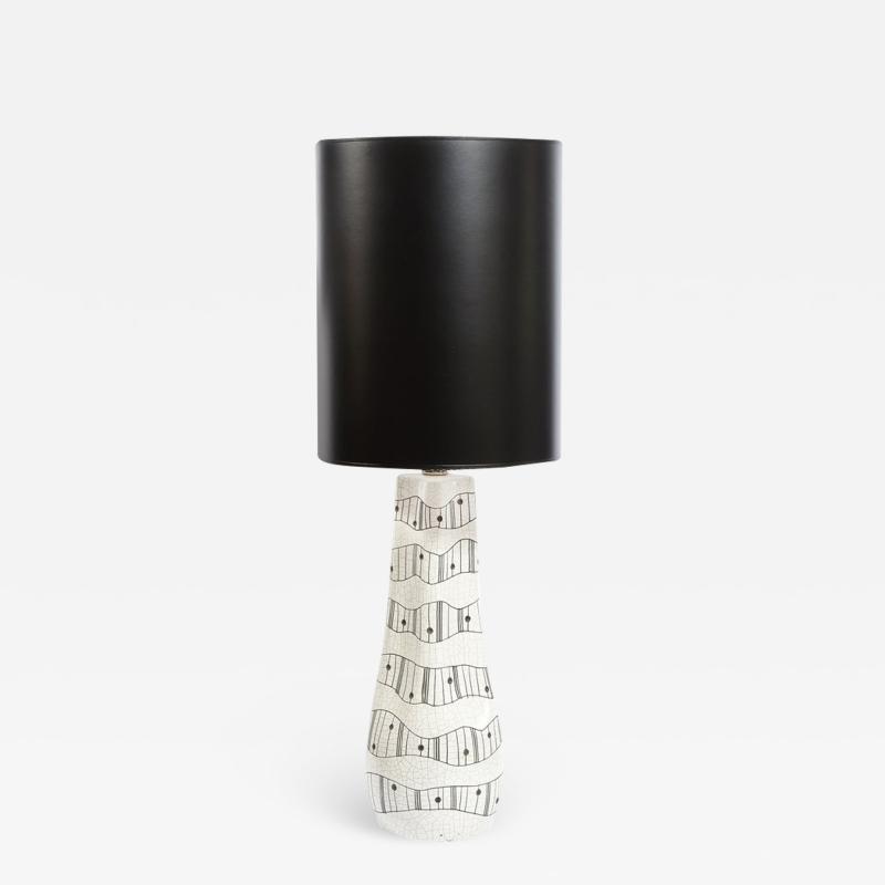  Kelby Mid Century Modern White Ceramic Craqueleur Lamp with Hand Embellished Detail