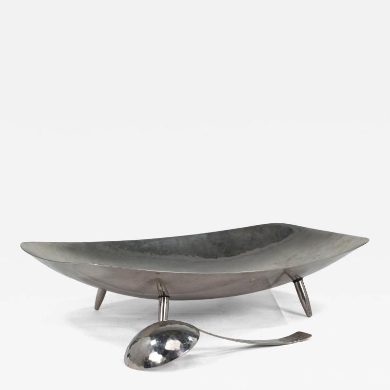  Keswick School of Industrial Art A Firth Staybrite Stainless steel preserve dish and spoon
