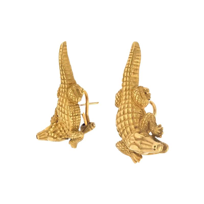  Kieselstein Cord Kieselstein Cord 18K Yellow Gold Alligator Earrings