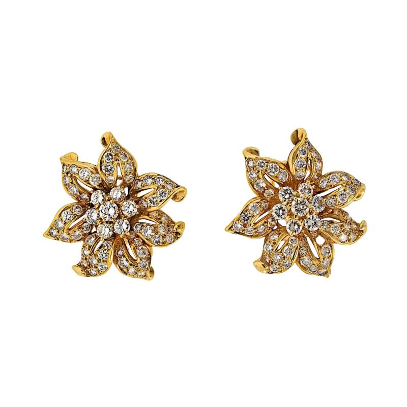  Kieselstein Cord Kieselstein Cord 18K Yellow Gold Diamond Flower 7 00cttw Earrings