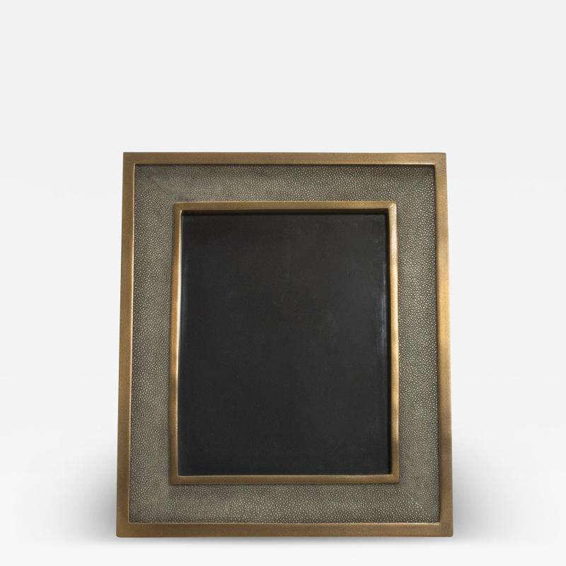  Kifu Paris Kifu Augousti Picture Frame 8x10 in Grey Shagreen with Brass Details by KIFU Paris