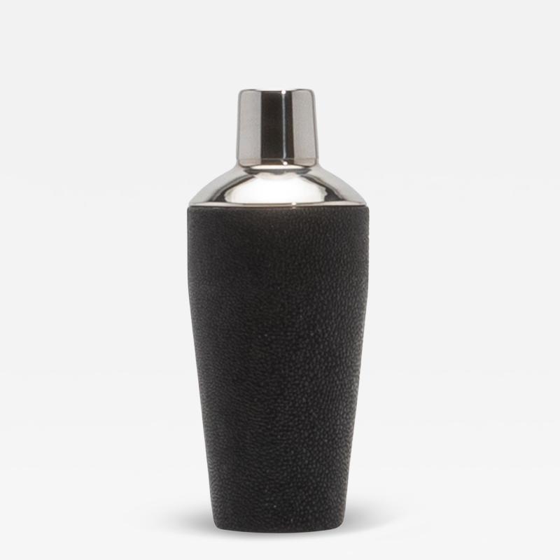  Kifu Paris Kifu Augousti Shaker in Black Shagreen with Stainless Steel Detail by KIFU Paris