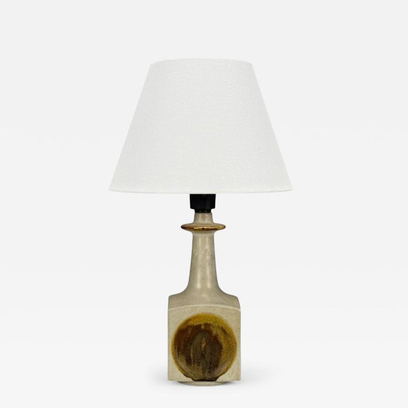  Knabstrup Knabstrup Attribution Beige Stoneware Table Lamp Denmark 1960s