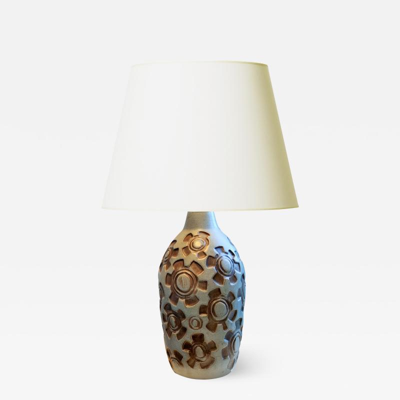  Knabstrup Table Lamp with Graphic Design by Knabstrup Pottery