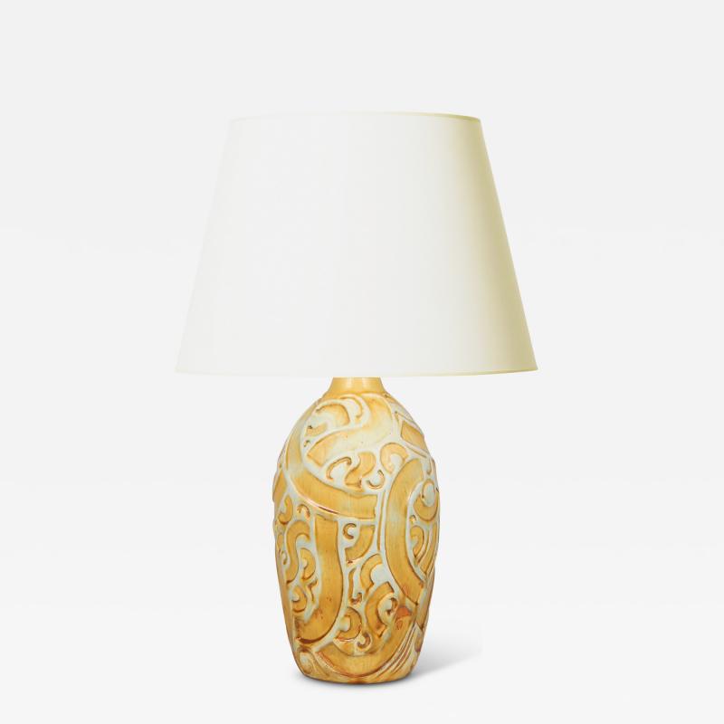  Knabstrup Table Lamp with Paisley Style Relief Attrib to Zoltan Kiss for Knabstrup