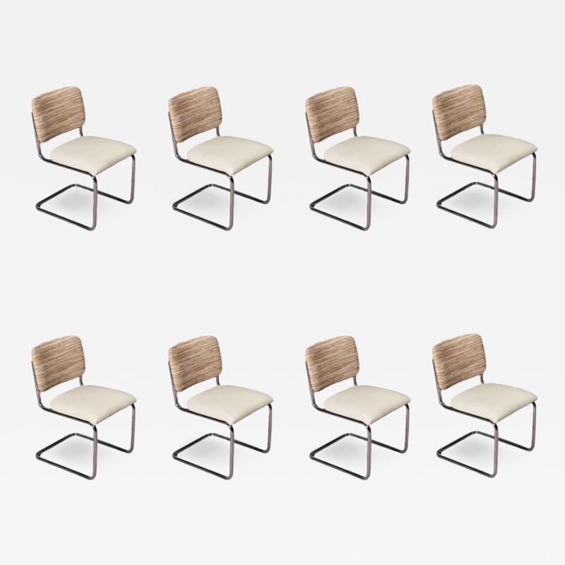  Knoll 8 Marcel Breuer Cesca Woven Leather Side Dining Chairs Knoll 1980