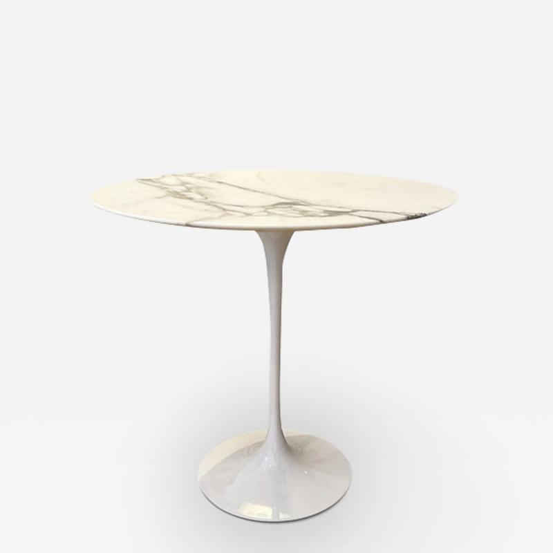  Knoll EERO SAARINEN OVAL SIDE TABLE WITH GREY SATIN MARBLE WHITE BASE
