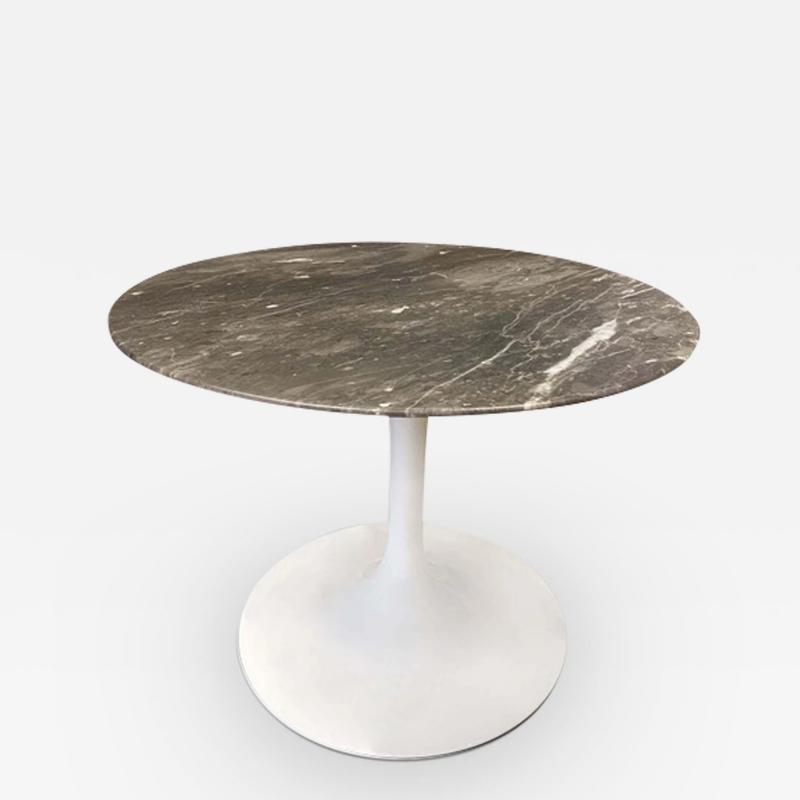  Knoll EERO SAARINEN SMALL ROUND COFFEE TABLE WITH GREY MARBLE TOP WHITE BASE