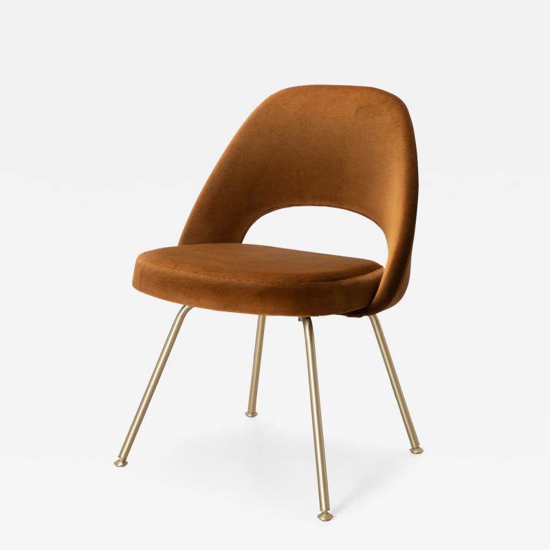  Knoll Eero Saarinen for Knoll Executive Armless Chairs in Velvet Brushed Brass