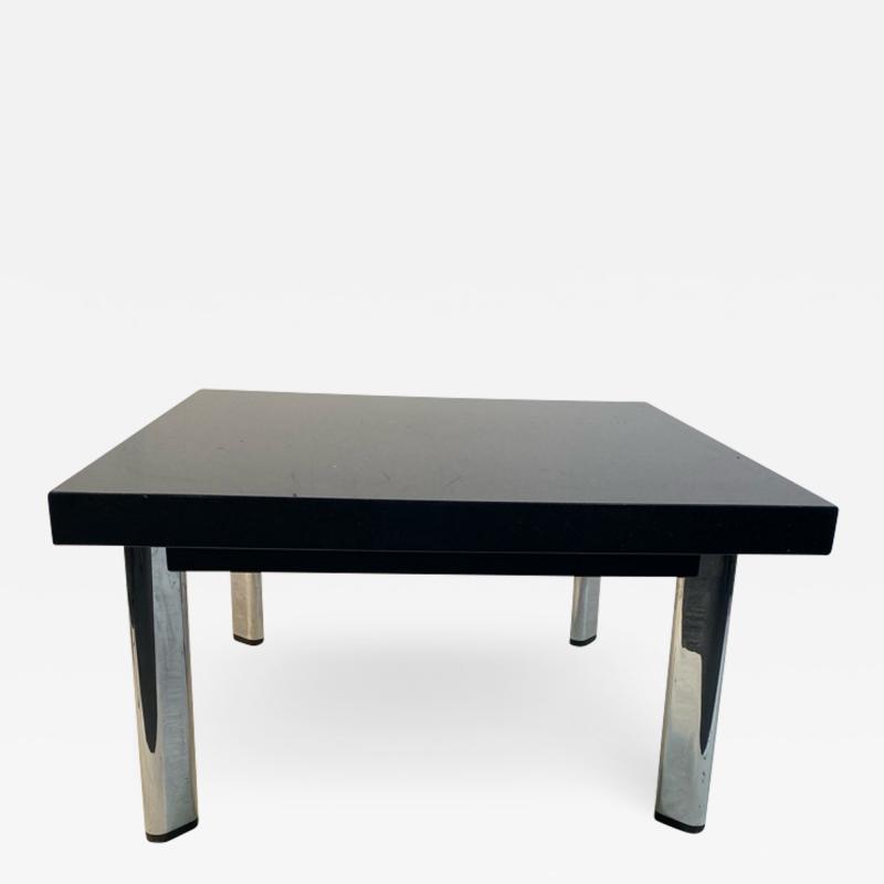  Knoll International BLACK GRANITE AND CHROME COFFEE TABLE BY KNOLL