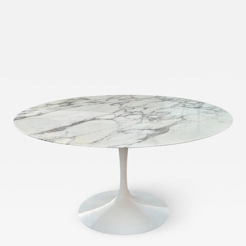  Knoll International Eero Saarinen Knoll Tulip Dining Table Arabescato Marble Glossy WGB