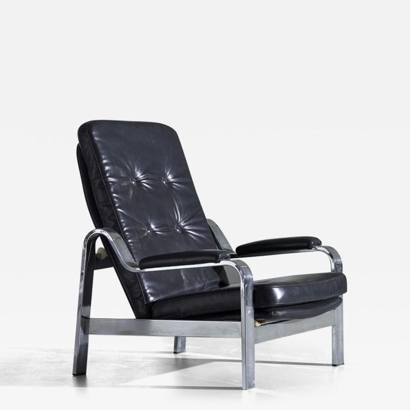  Knoll International Reclining Armchair in Metal and Leather