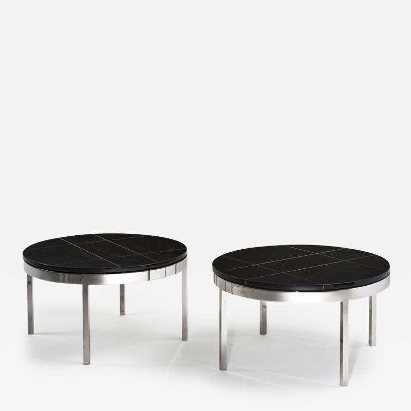  Knoll Knoll Black Granite and Stainless Steel Side End Tables 1980