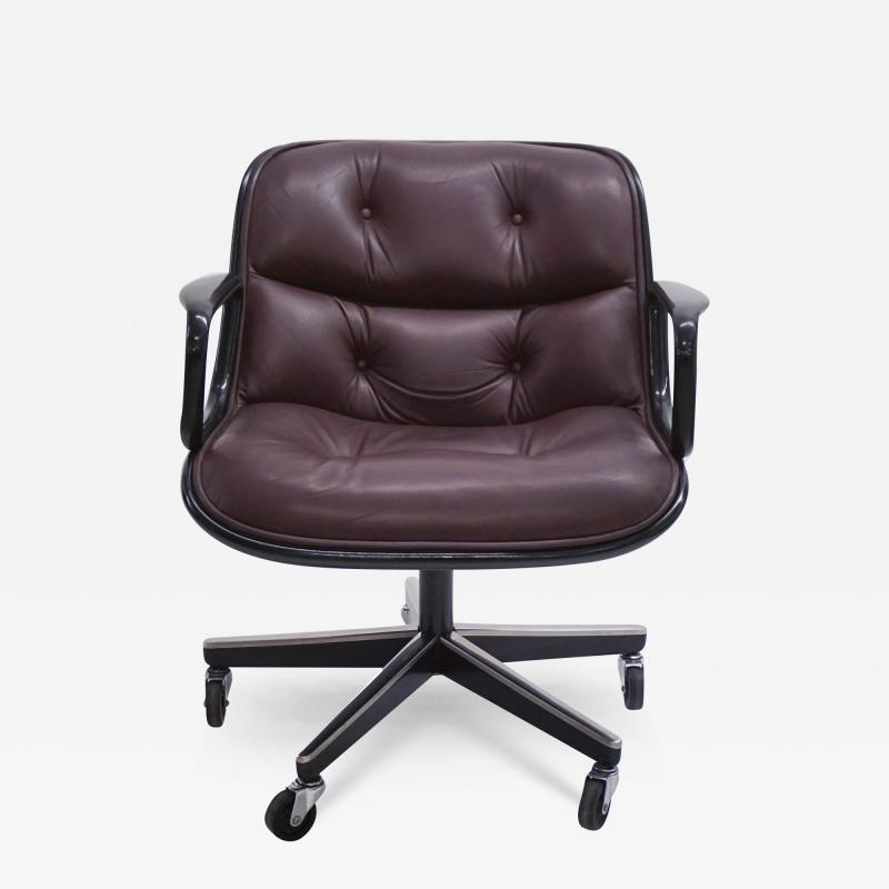  Knoll Knoll Pollock Executive Chair in Aubergine Leather Matte Black Frame