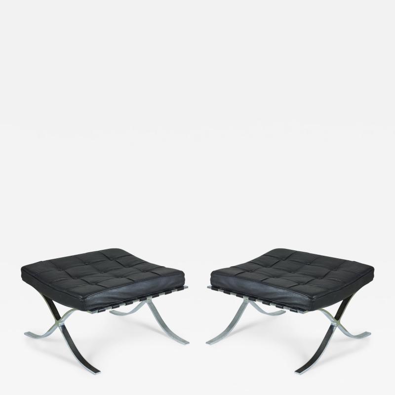  Knoll Leather And Chrome Ottomans Benches Manner Of Mies Van Der Rohe For Knoll