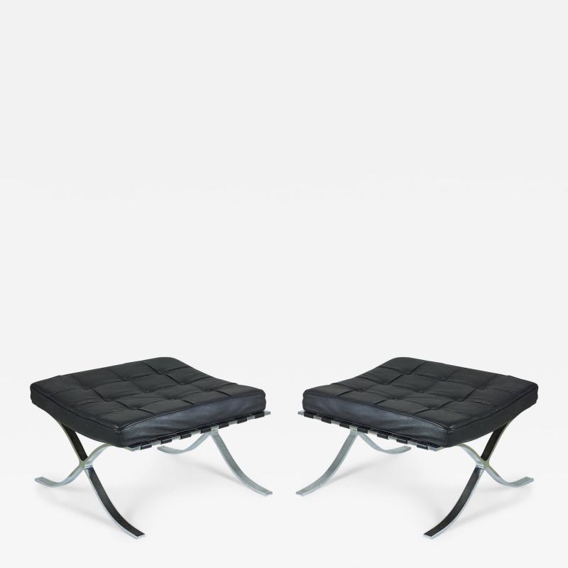 Knoll Leather And Chrome Ottomans Benches Manner Of Mies Van Der Rohe For Knoll